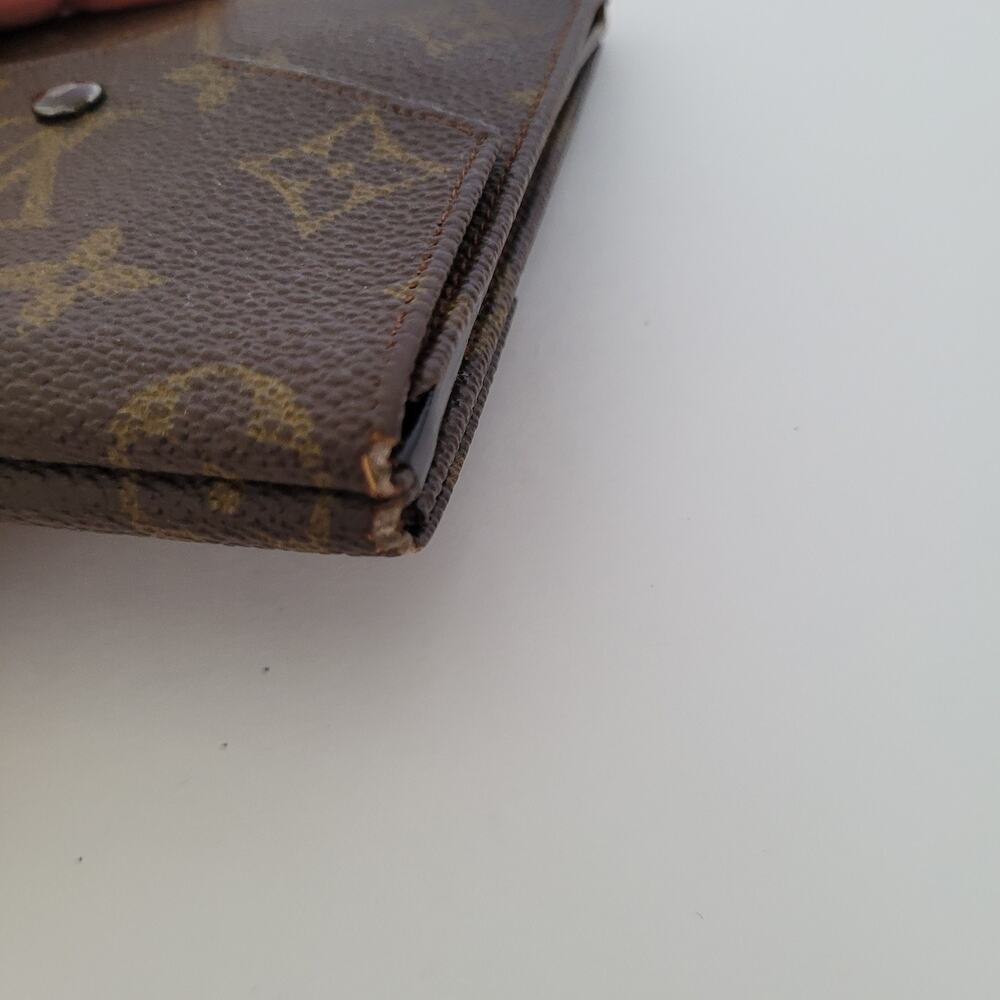 LOUIS VUITTON Vintage 70- 80s Monogram Leather Wallet Brown Medium Trifold Elise - Picture 12 of 13